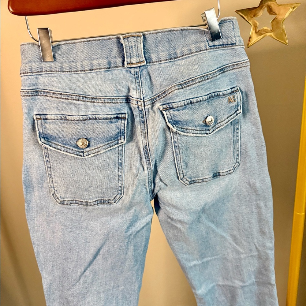 American Eagle Outfitters Light Blue Boot Cut Jeans 90s Skinny Kick - Picture 4 of 8